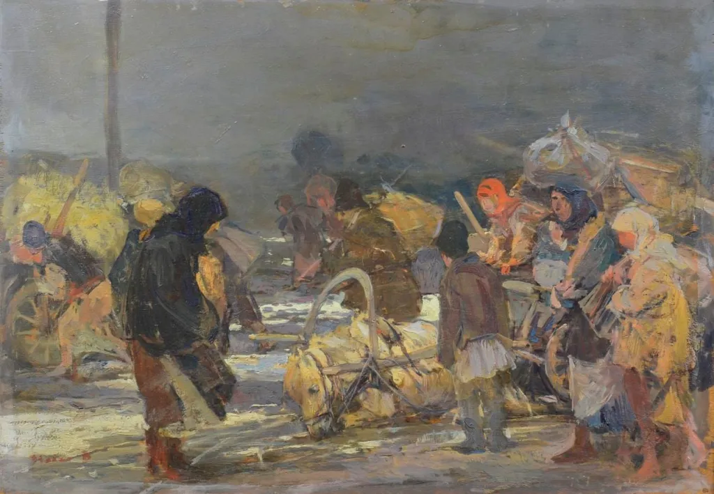 În refugiu, by Ion Dumitrescu-Stoica, unspecified, 1916
