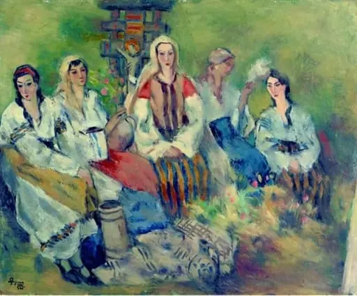 Țărănci la portiță, by Ion Theodorescu-Sion