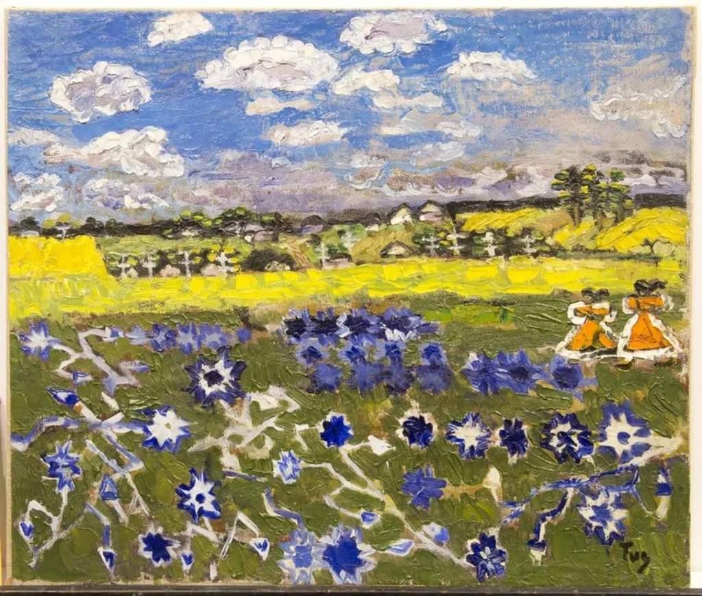 Câmp cu flori albastre, by Ion Țuculescu, unspecified
