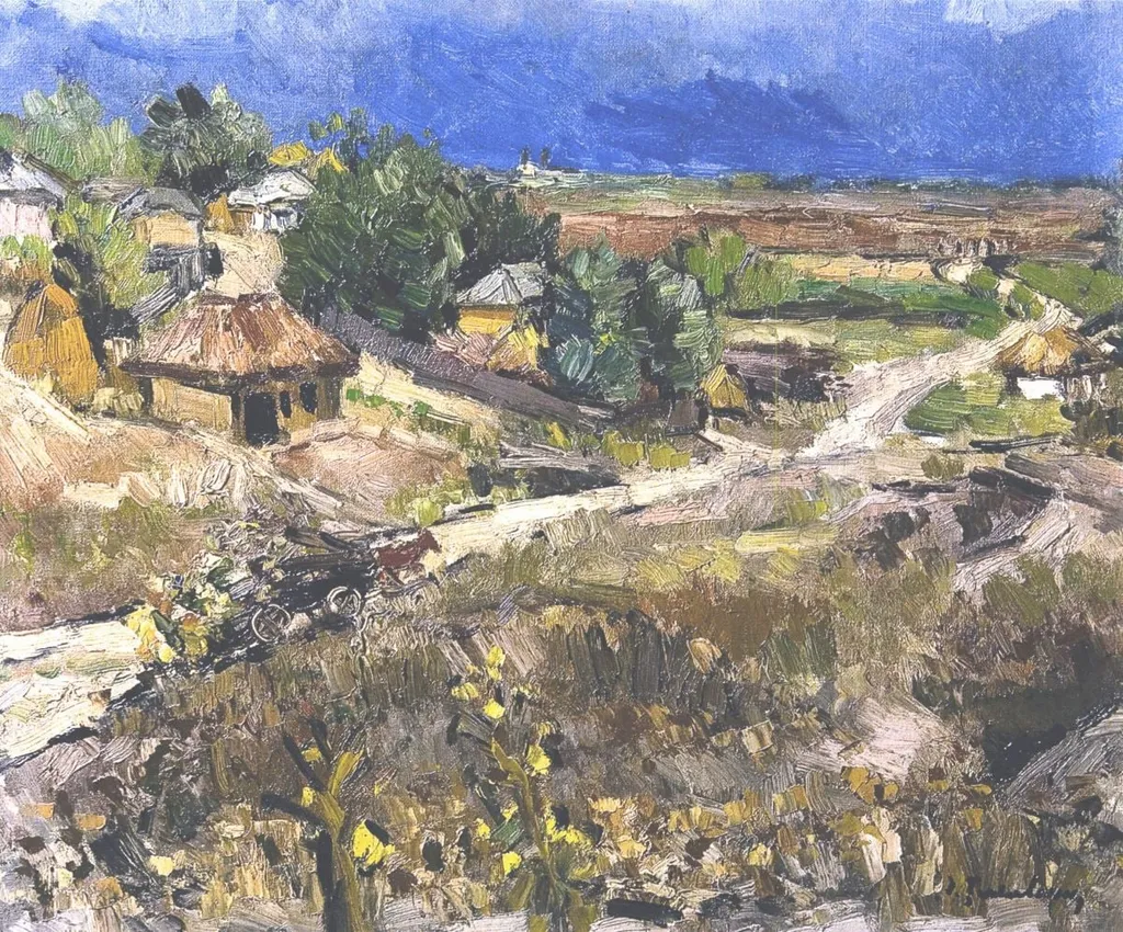 Peisaj cu case, by Ion Țuculescu, 1946