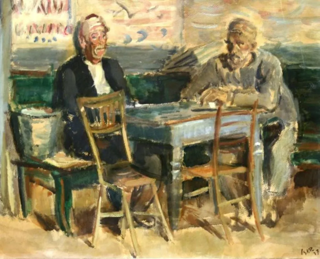 Bătrâni la cafenea (Interior cu personaje), by Iosif Iser, unspecified, 1937