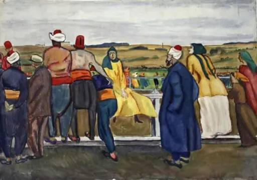 Curse de cai în Dobrogea (Scenă de gen în peisaj), by Iosif Iser
