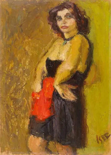 Femeie cu șorț roșu (Dna Nișta), by Iosif Iser