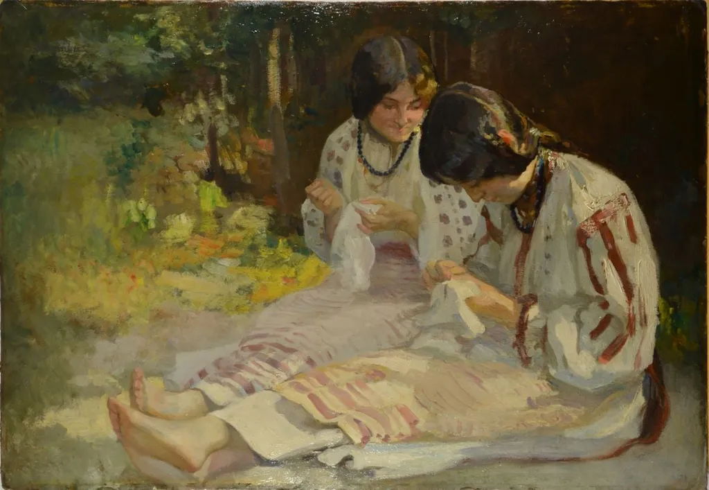 Două țărănci cosând, by Ipolit Strâmbu(lescu), unspecified, 1912