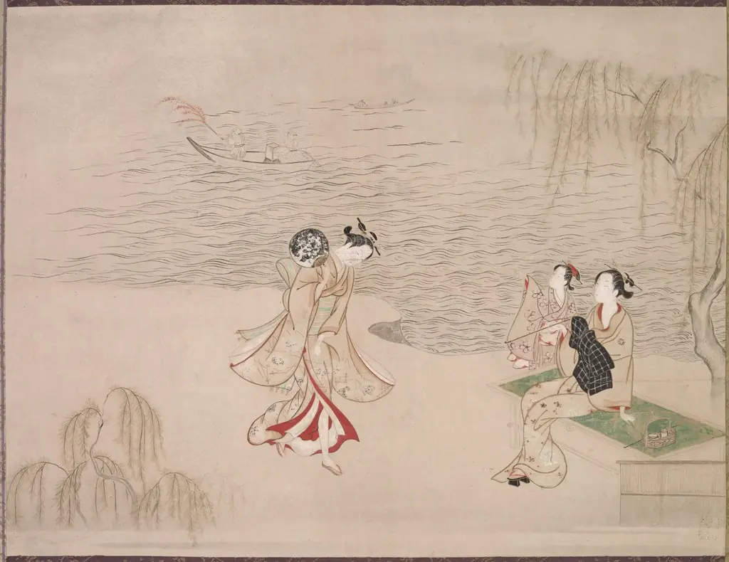 Beauties at the Seashore, by Ippitsusai Bunchō