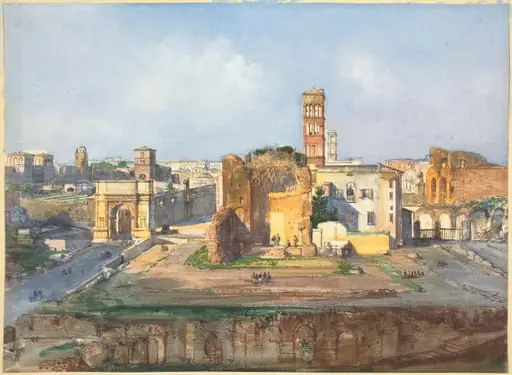 The Arch of Titus and the Temple of Venus and Rome near the Roman Forum, by Ippolito Caffi