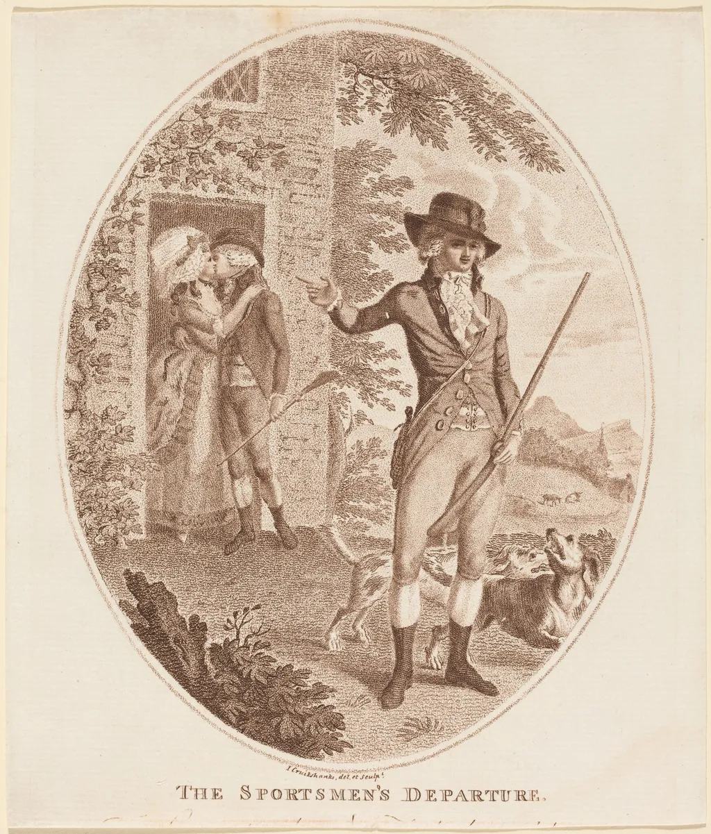 The Sportsmen's Departure, by Isaac Cruikshank, ink, 1783