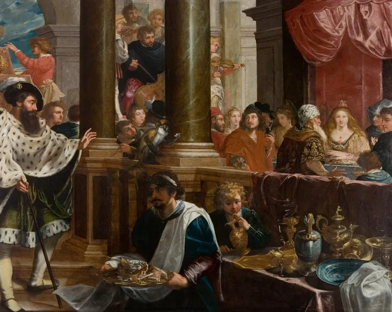 A Feast, by Isaac Isaacsz, oil, 1622