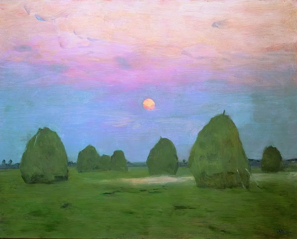 Dusk. Haystacks, by Isaac Levitan