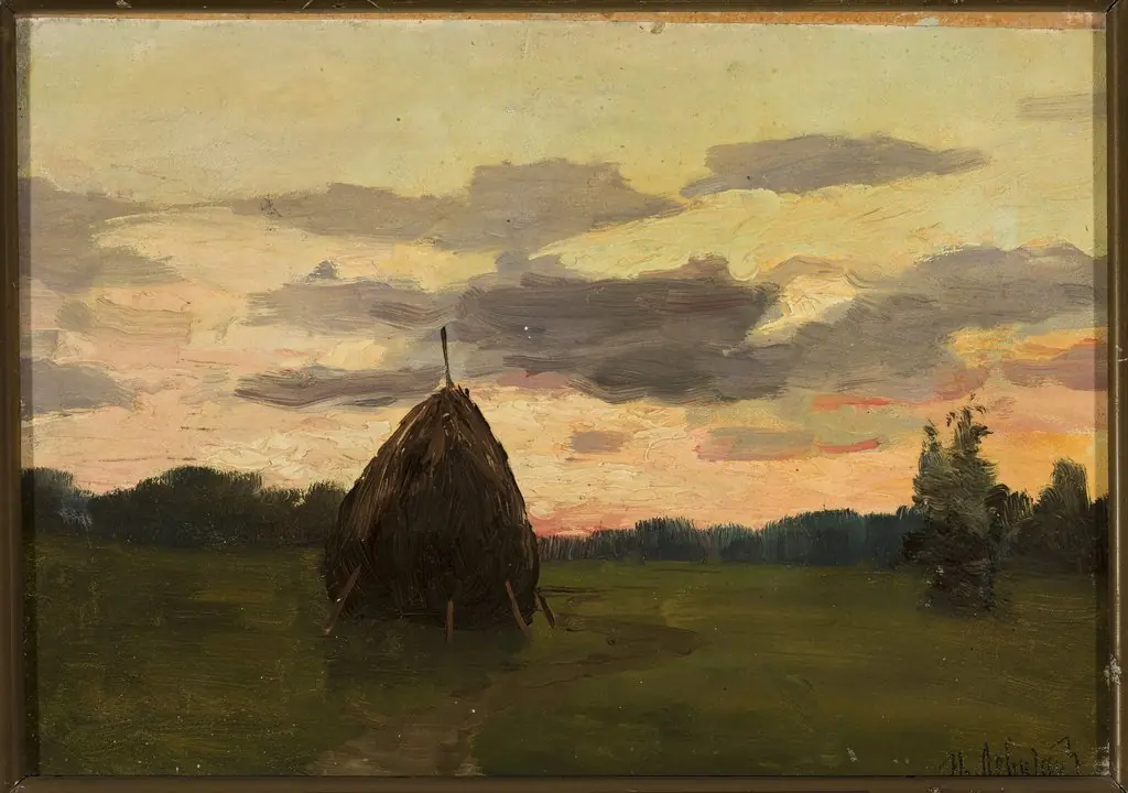 Landscape with a haystack, by Isaac Levitan