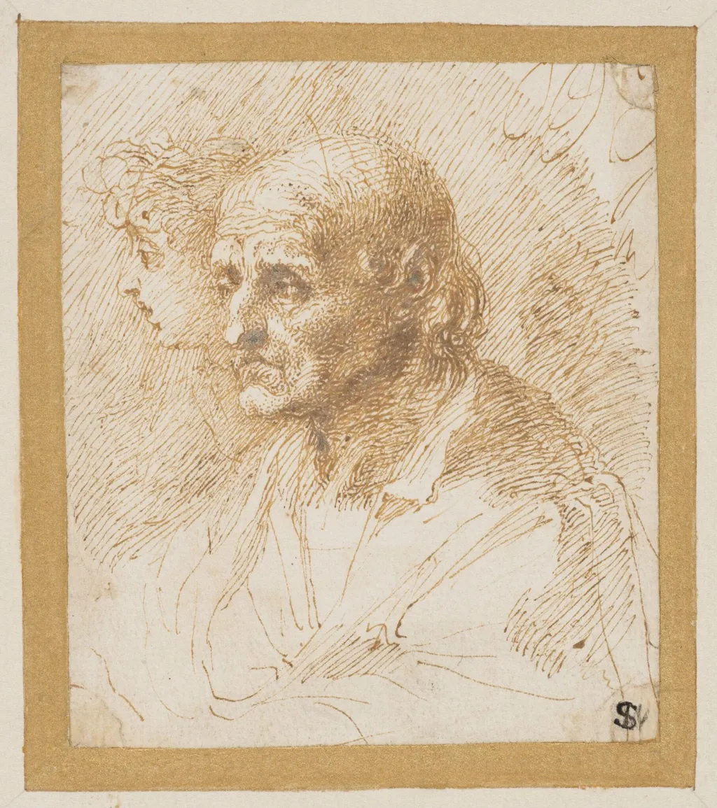 Study of the head of an old man, by Isaac Oliver, 1610