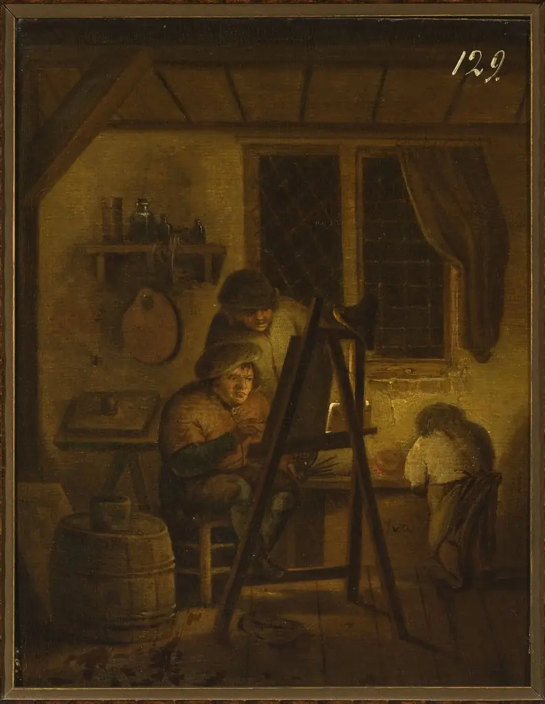 In the painter's studio, by Isaac van Ostade