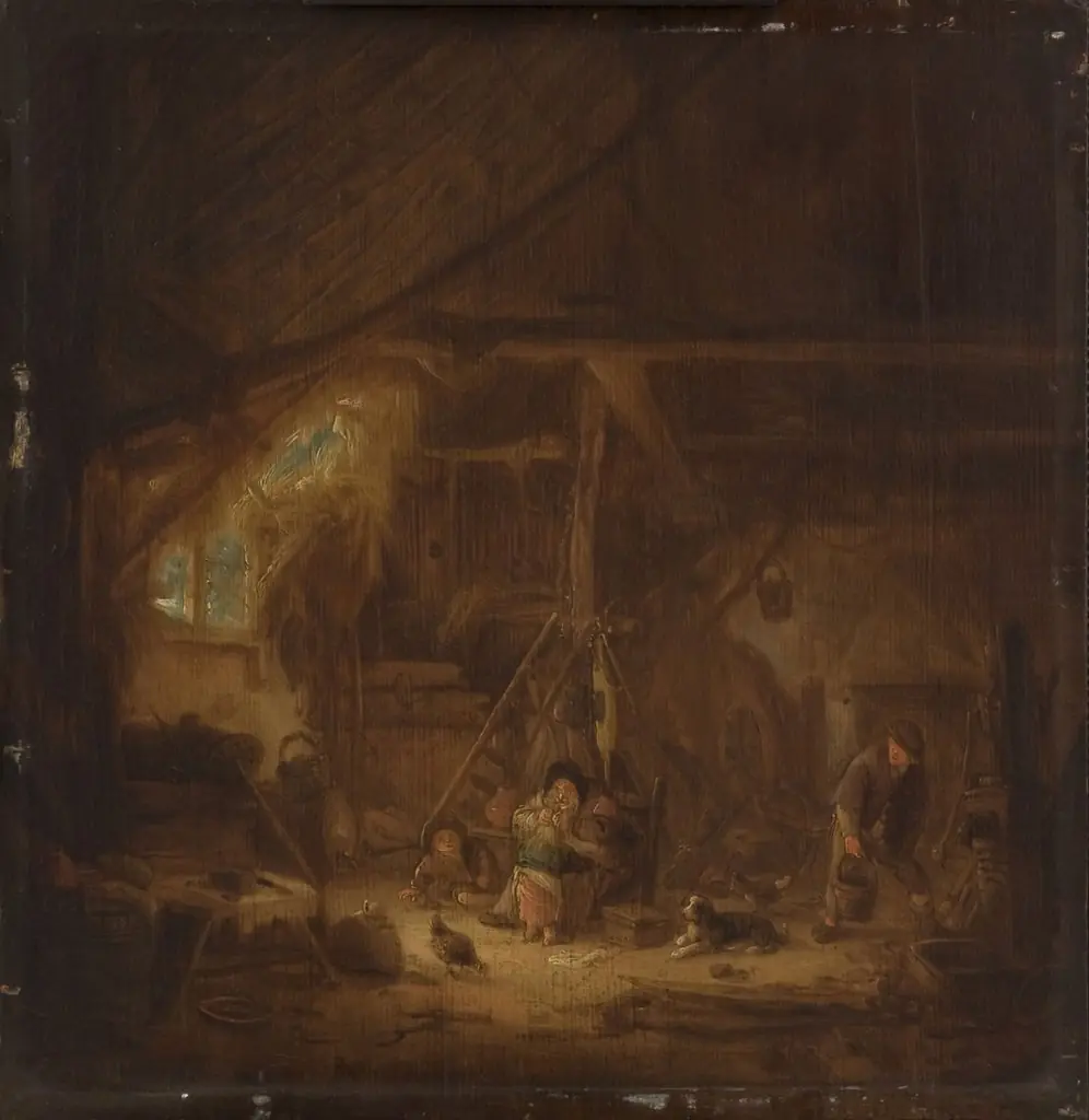 Peasants in a Barn, by Isaac van Ostade, 1640