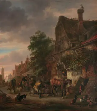 Workmen before an Inn, by Isaac van Ostade