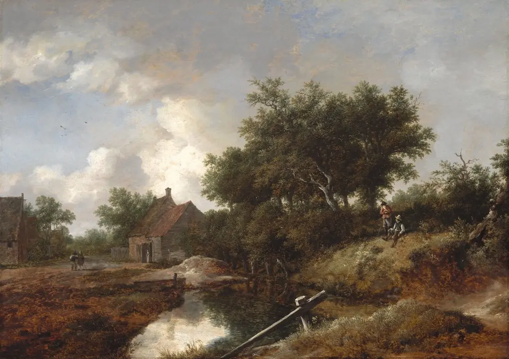 Path Leading to Farms by a Wooded Brook, ca. 1645, by Isaack van Ruisdael