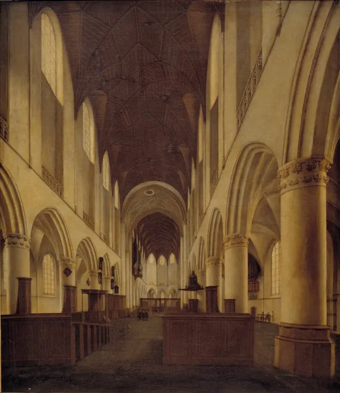 Interior of St Bavo Church in Haarlem. View from the Nave towards the Choir, by Isaak van Nickelen