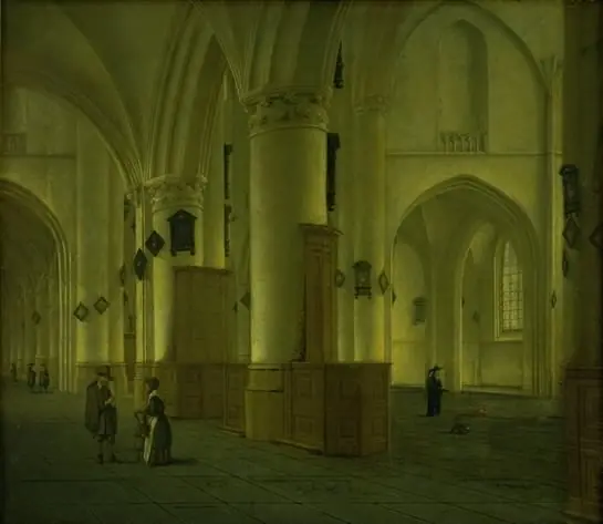 Side-Aisle at St Bavo Church in Haarlem, by Isaak van Nickelen