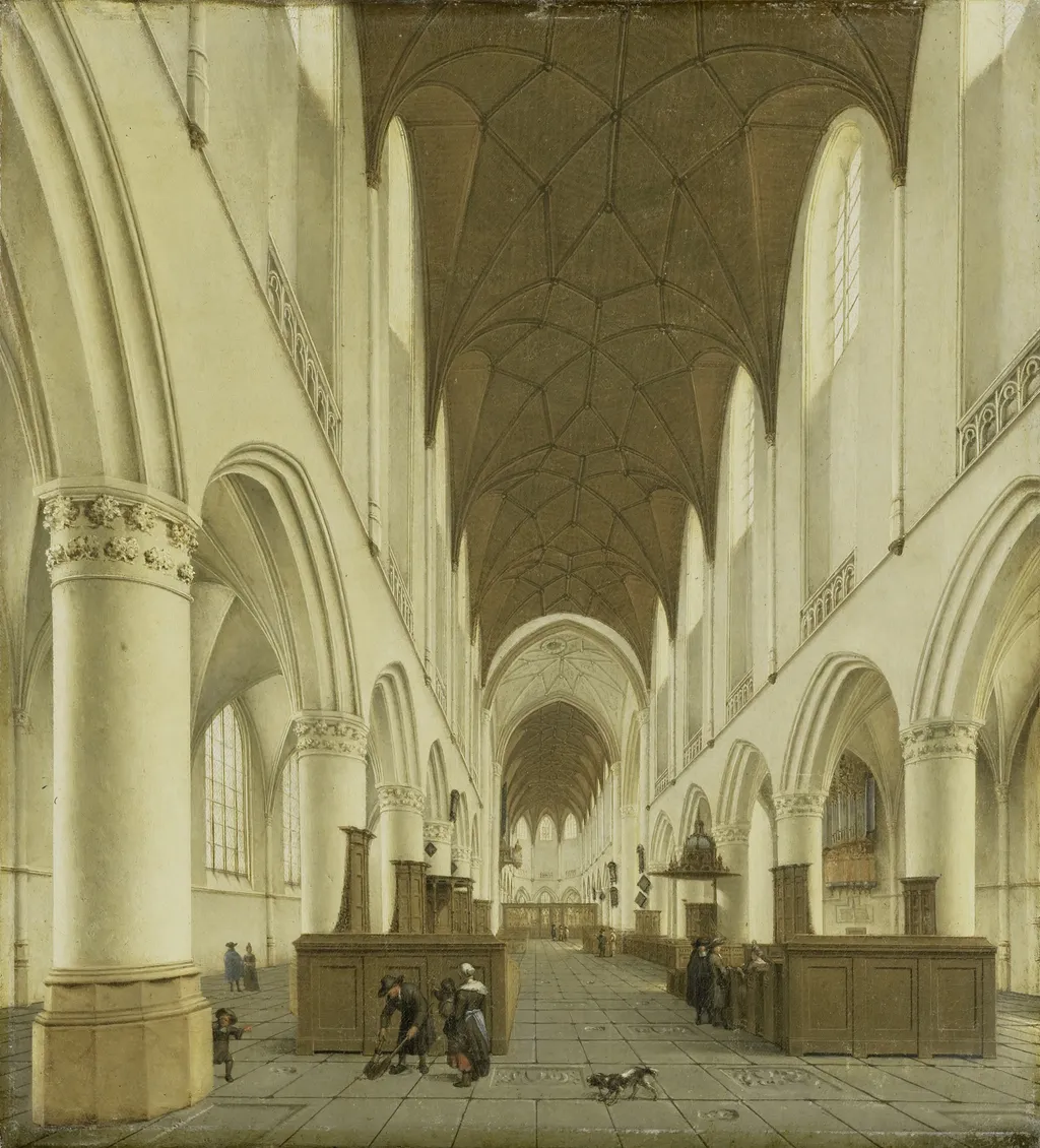 The interior of Saint Bavo's Church in Haarlem, by Isaak van Nickelen, oil, 1660