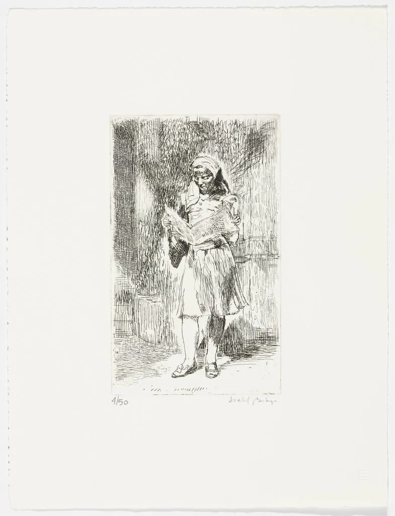 Untitled, by Isabel Bishop, ink, 1945