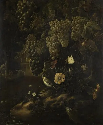 Grapes, Flowers and Animals, by Isac Vromans, 1692