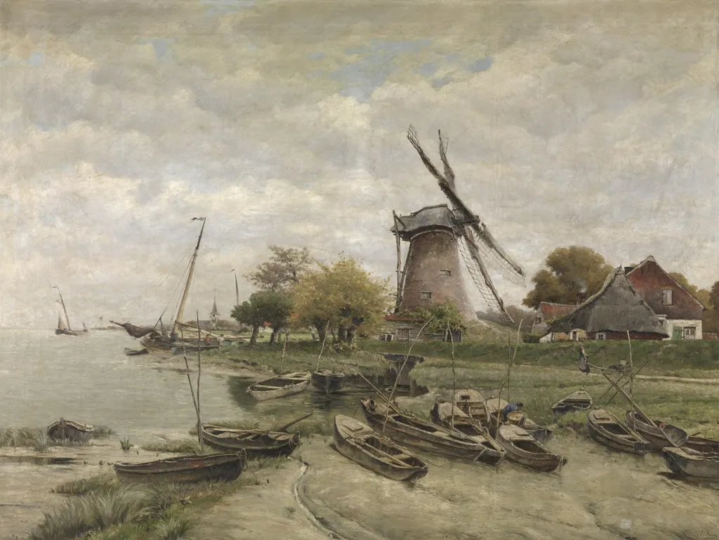 The Scheldt in Mariekerke, by Isidore Meyers, oil, 1886