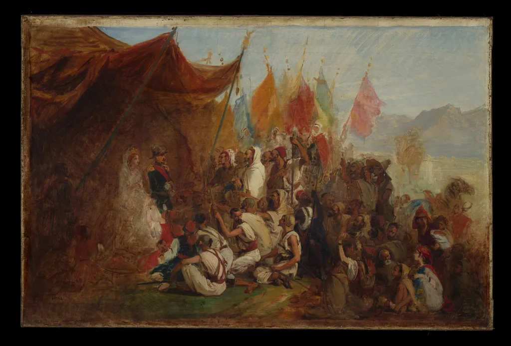 Sketch for "Reception of Emperor Napoleon III and Empress Eugénie by the Kabyle Leaders at Algiers on September 18, 1860", by Isidore Pils, oil, 1864