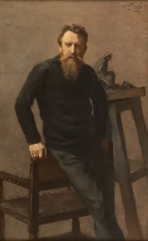 Constantin Meunier in his sculptor's studio, by Isidore Verheyden, oil, 1894