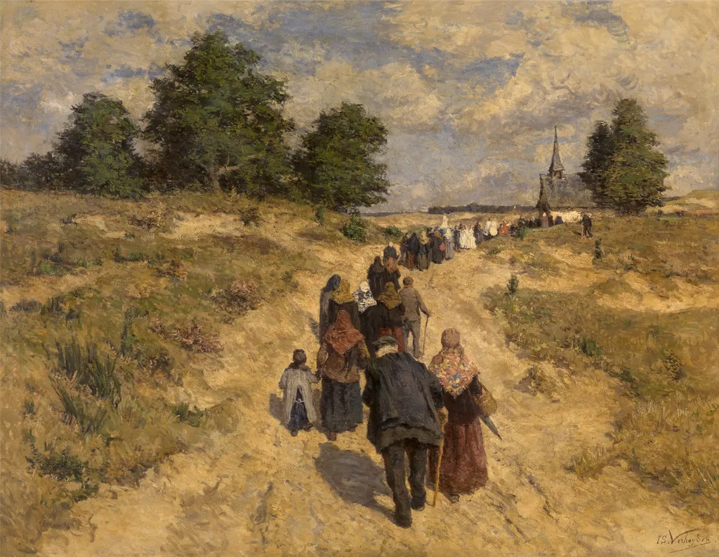Pilgrimage in the Kempen, by Isidore Verheyden, oil, 1885