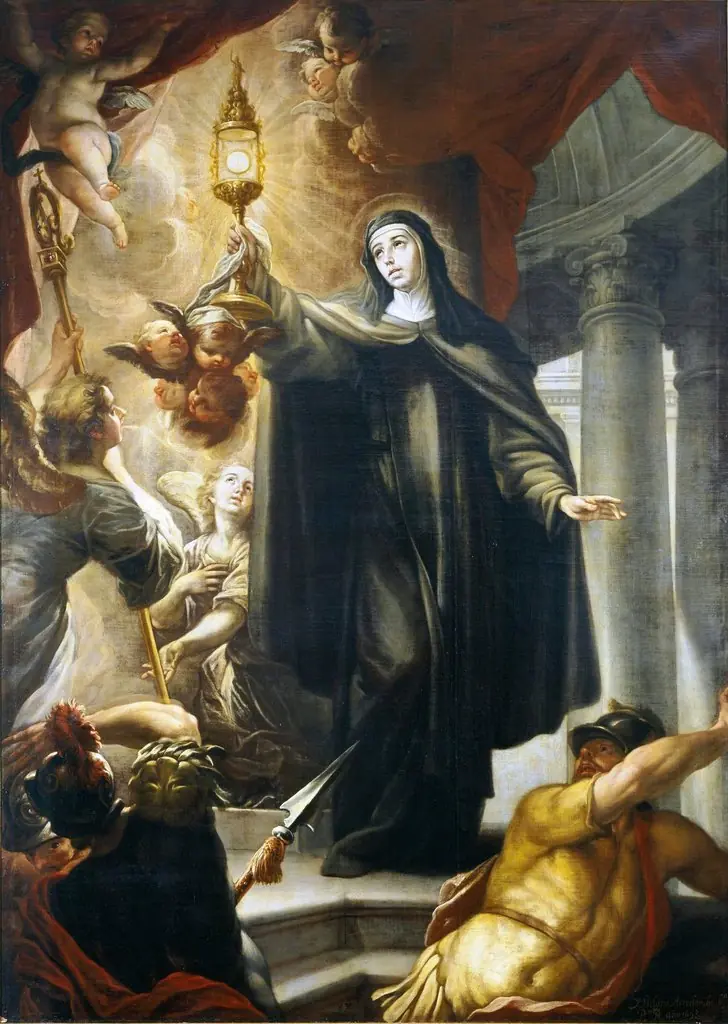 Saint Clare Driving Away the Infidels with the Eucharist, by Isidoro Arredondo