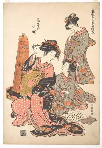 『雛形若菜の初模様 扇屋内 七越』|The Courtesan Nanakoshi of the Ōgiya Brothel, from the series “A Pat-tern Book of the Year’s First Designs, Fresh as Spring Herbs” (“Hinagata wakana no hatsu moyō”), by Isoda Koryūsai