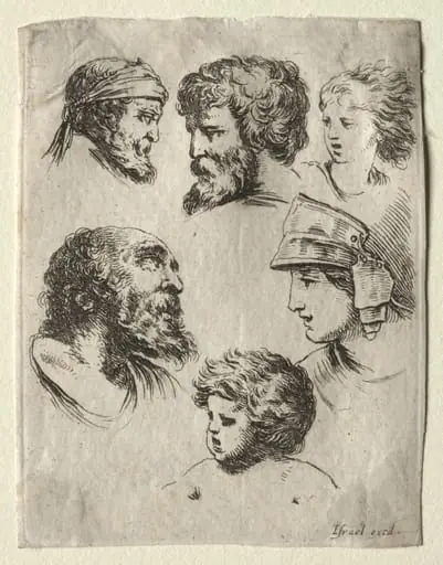 Book for Learning to Draw (Livre pour apprendre à dessiner): Six Portrait Heads, by Israel Henriet