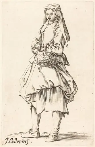Peasant Woman with Basket, Facing Left, by Israel Henriet