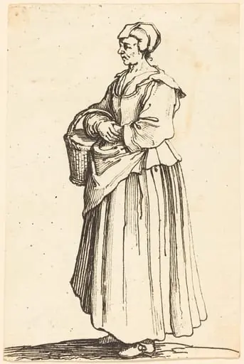 Peasant Woman with Basket, in Profile, Facing Left, by Israel Henriet