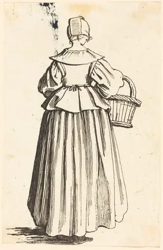 Peasant Woman with Basket, Seen from Behind, by Israel Henriet