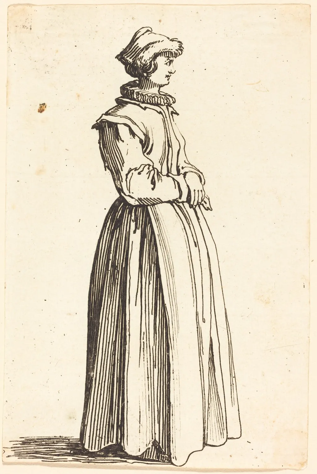 Young Woman, in Profile, Facing Right, by Israel Henriet, ink, 1646