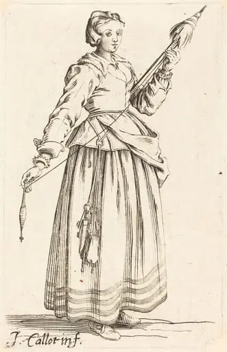 Young Woman with Distaff, Facing Right, by Israel Henriet