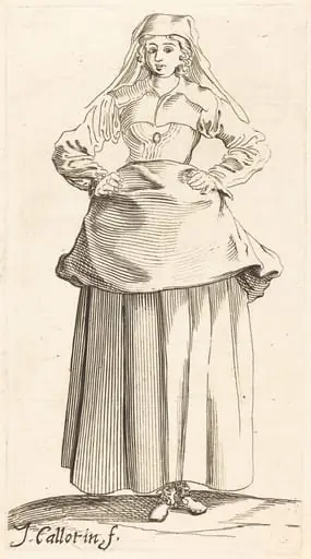 Young Woman with Hands on Hips, Front View, by Israel Henriet