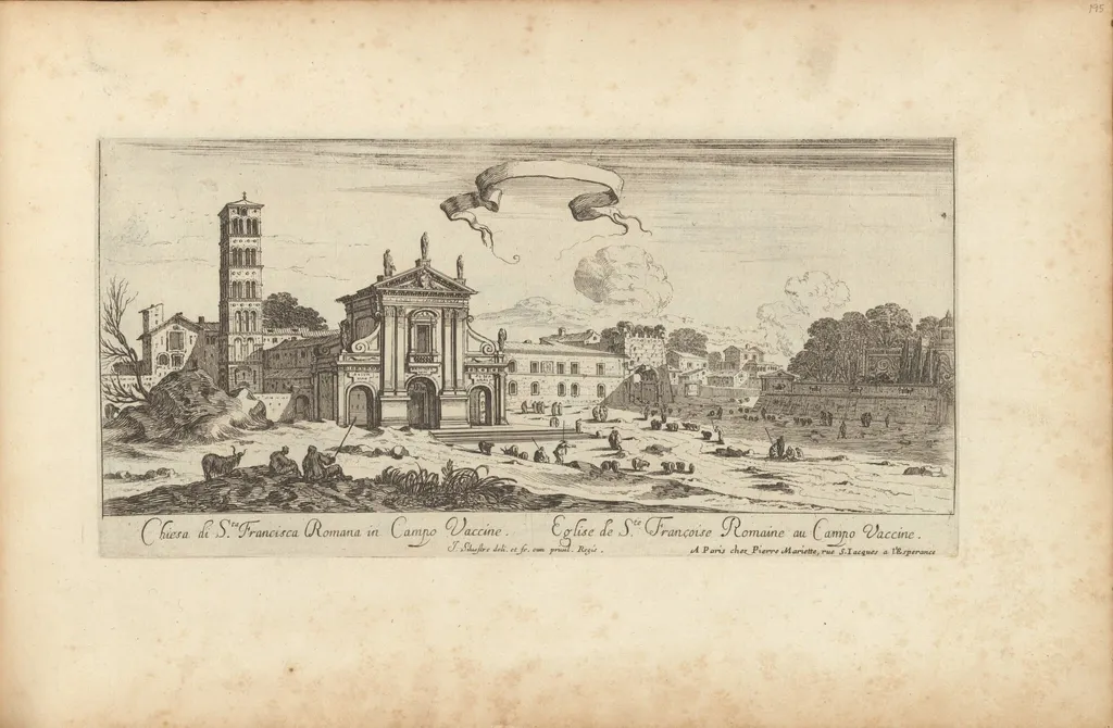 Chiesa di Sta Francisca Romana in Campo Vaccine, by Israël Silvestre, ink, 1650