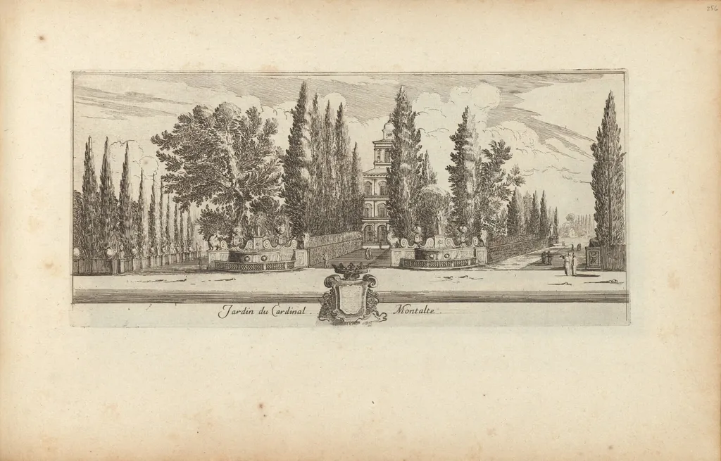 Jardin du Cardinal Montalte, by Israël Silvestre, ink, 1650
