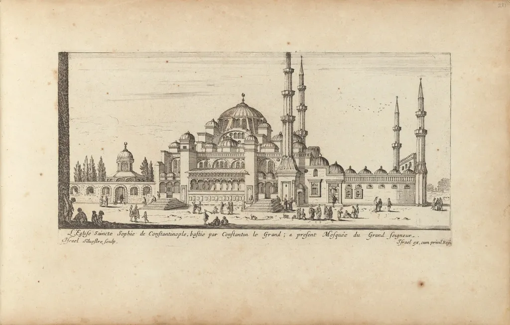 L'Eglise Saincte Sophie de Constantinople, bastie par Constantin le Grand; a present Mosquée du Grand seigneur, by Israël Silvestre, ink, 1650