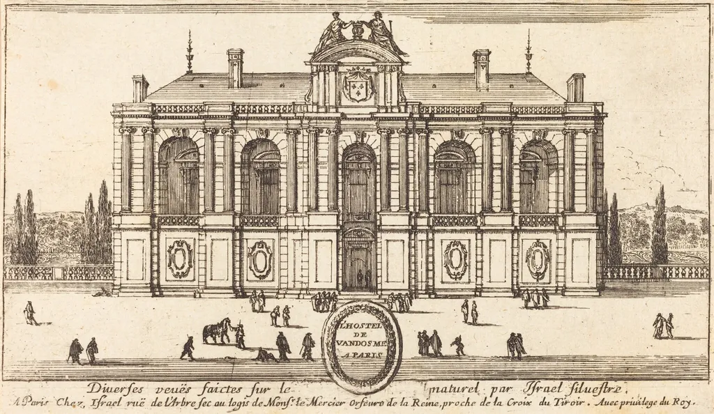 L'Hostel de Vandosme a Paris, by Israël Silvestre, ink, 1652