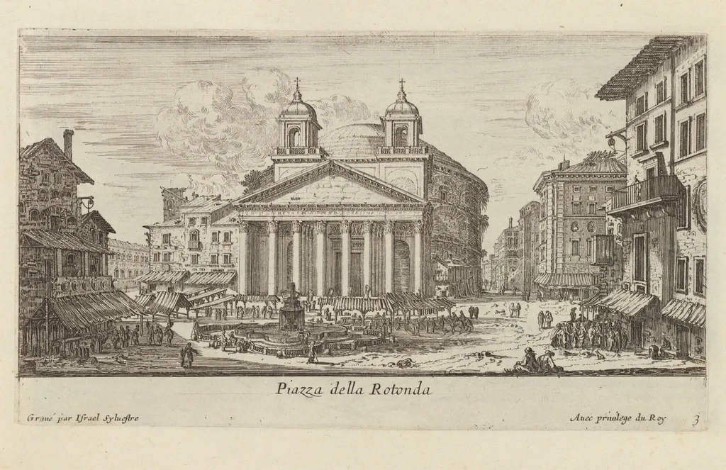 Piazza della Rotonda, by Israël Silvestre, ink, 1650