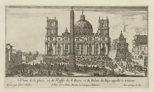 Veuë de la place et de l'Eglise de S. Piere et du Palais du Pape appellé le Vatican, by Israël Silvestre