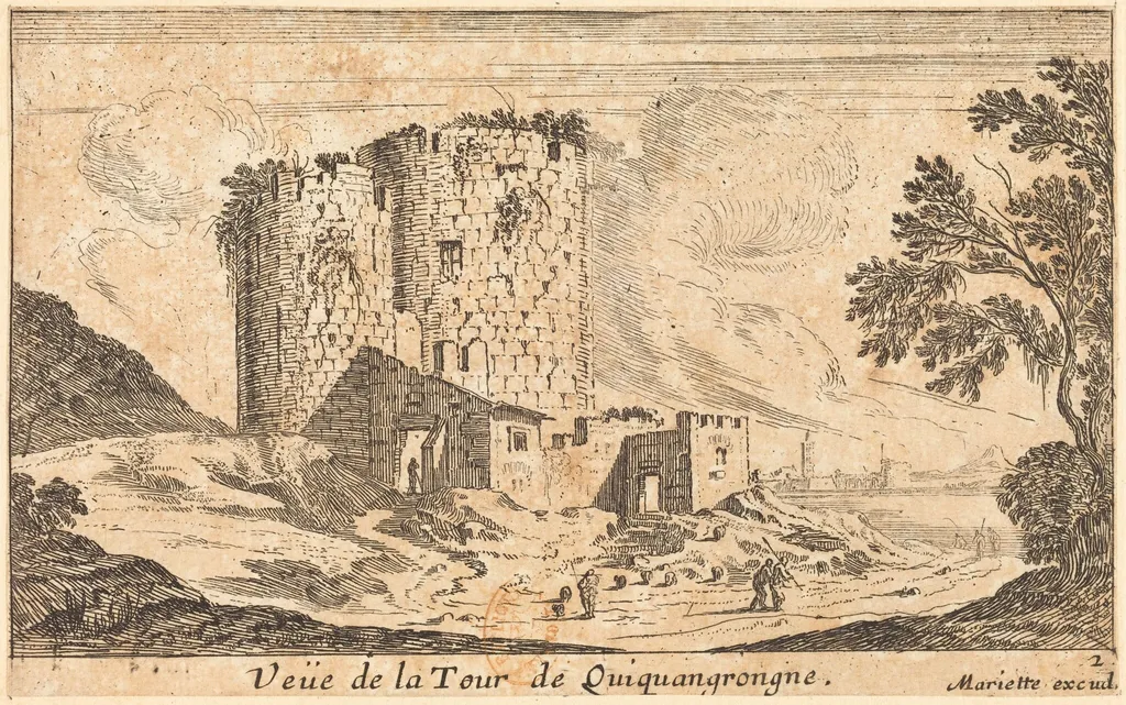 Veue de la Tour de Quinquangrongne, by Israël Silvestre, ink, 1656