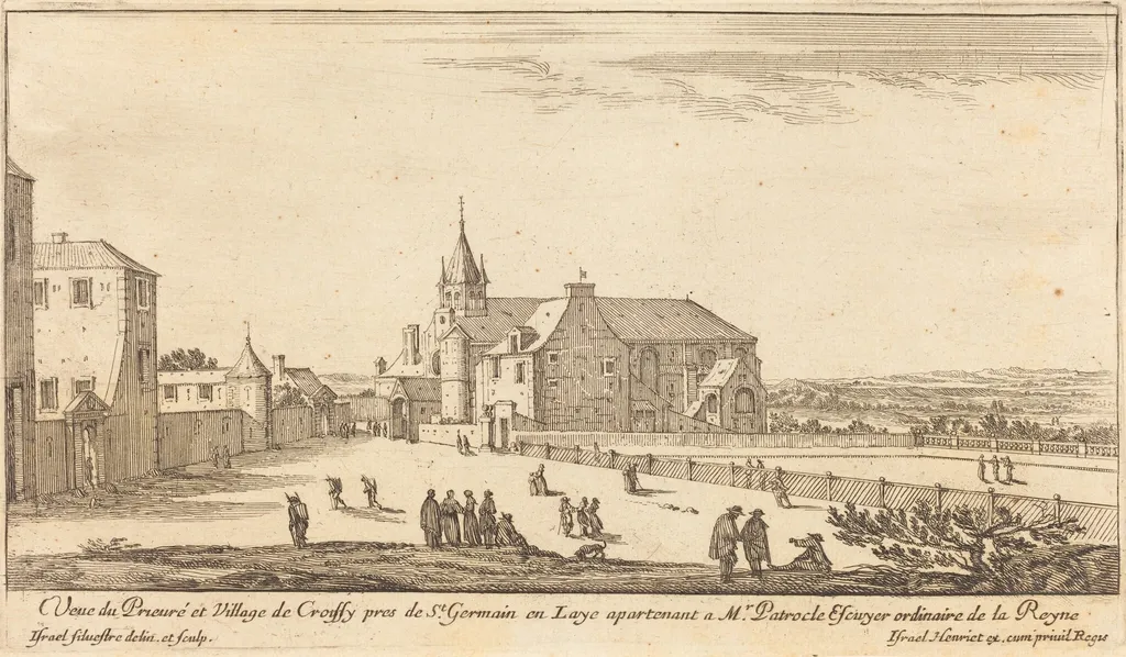 Veue de Prieure et Village de Croissy, by Israël Silvestre, ink, 1650