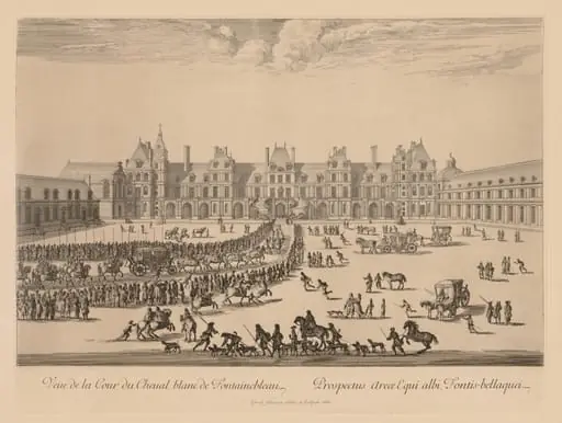 Vue de la Cour du Cheval-Blanc de Fontainebleau, by Israël Silvestre