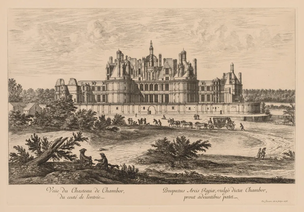 Vue du Château de Chambord, du côté de l'entrée, by Israël Silvestre, 1678