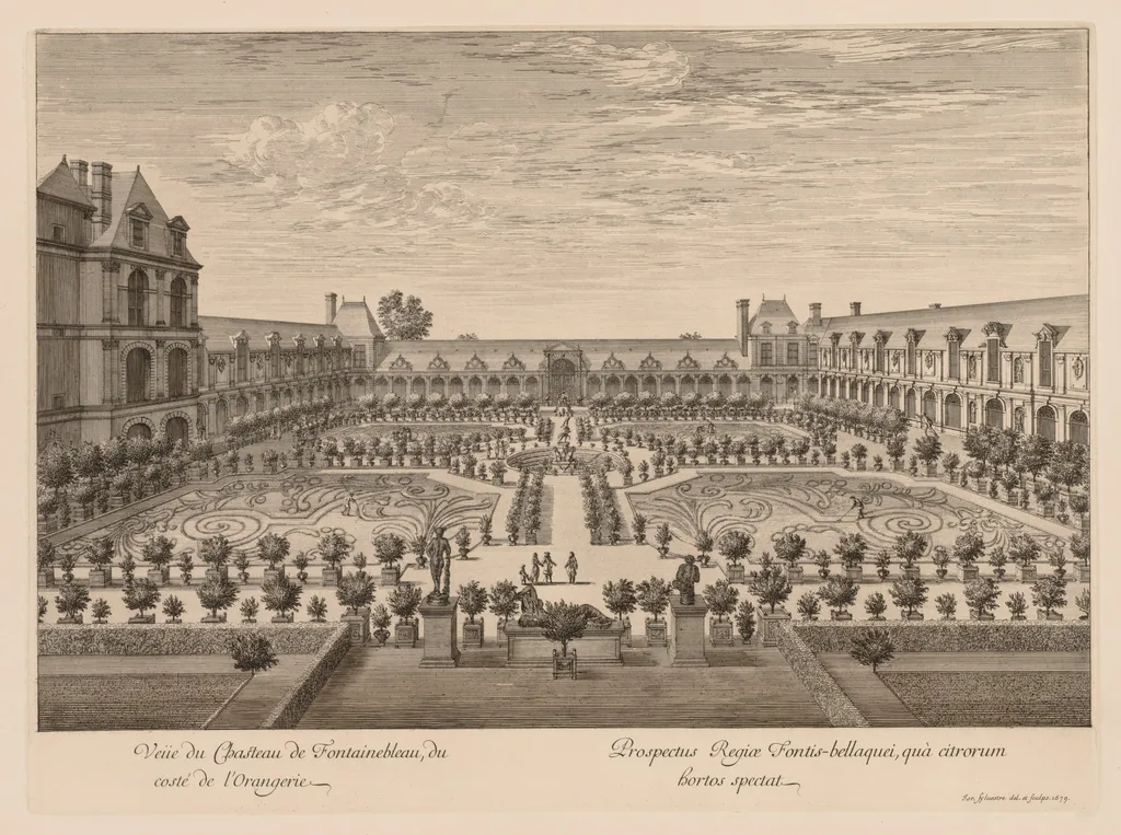 Vue du Château de Fontainebleau, du côté de l'Orangerie, by Israël Silvestre, 1679