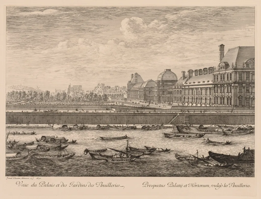 Vue du palais et des jardins des Tuileries, du côté du quai, by Israël Silvestre, 1670