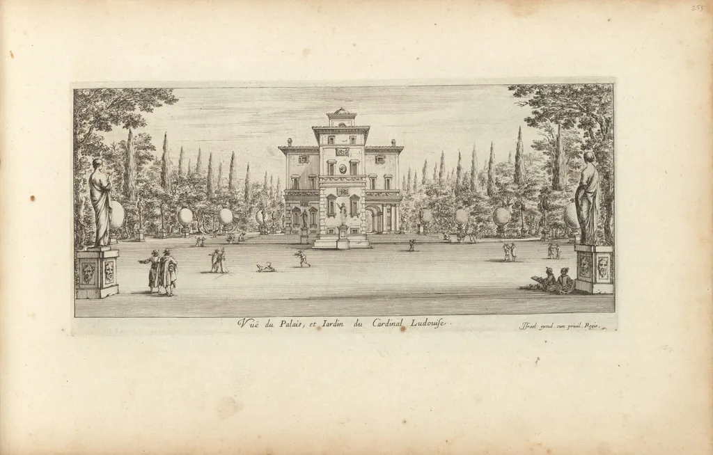 Vuë du Palais et Jardin du Cardinal Ludovise, by Israël Silvestre, ink, 1650